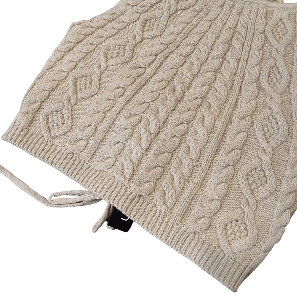 PAPERMOON NWT Crop Top Women's Sz Medium Beige Rib Knit Open Back Top - Picture 4 of 6